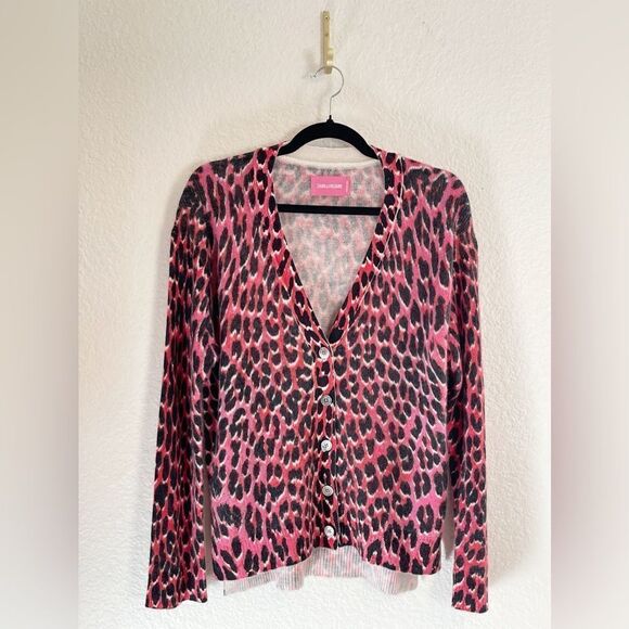 Zadig & Voltaire Mirka Leo print Leopard Cashmere Cardigan Size XS NWT - Picture 4 of 16